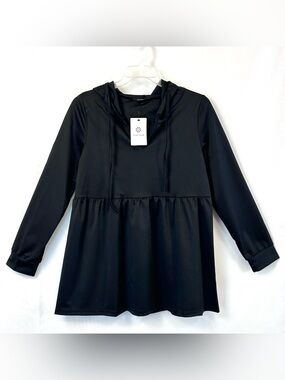 New LoveU.Dear Women’s Black Lightweight Babydoll Hoodie Top / XL